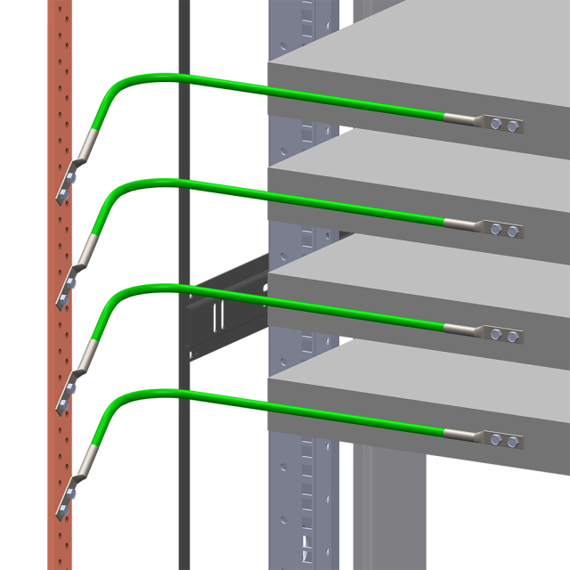 Equipment bonded to busbar with Unit Bonding Conductor Kit